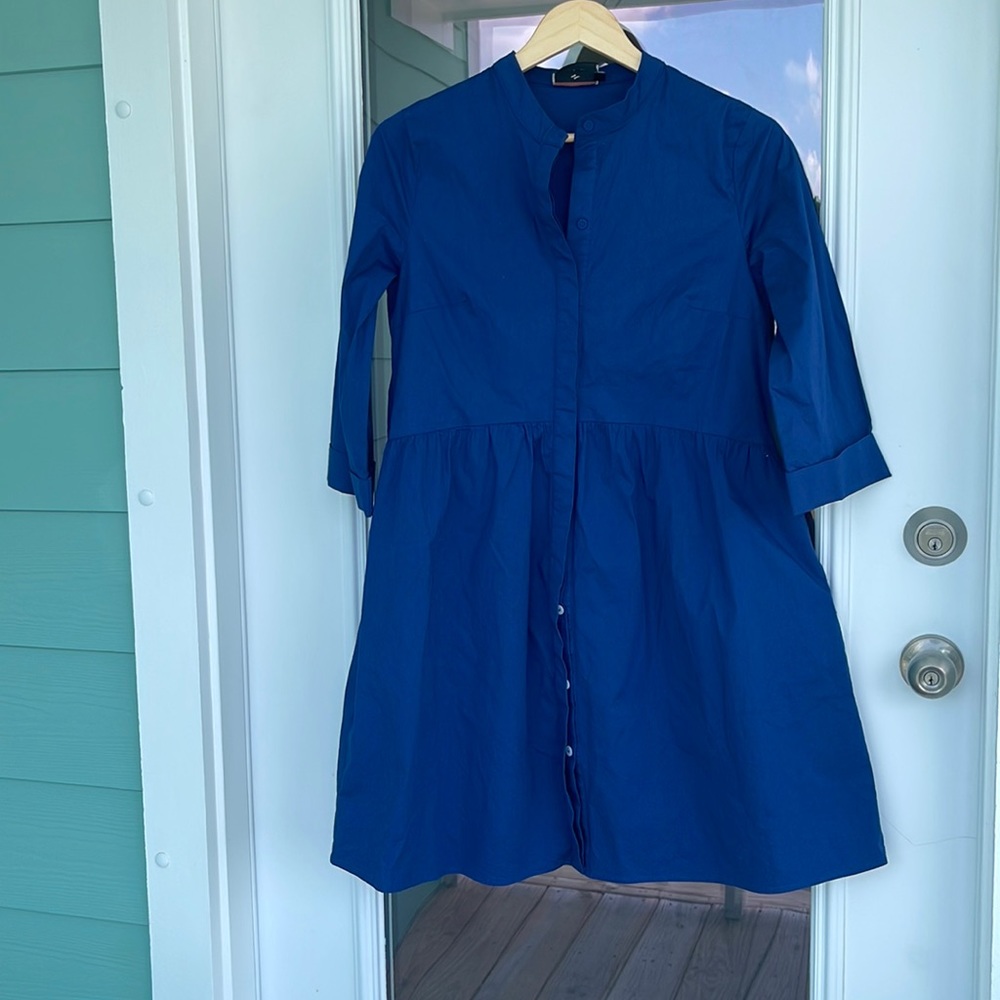 Tuckernuck Cotton Royal Shirt Dress Blue size Large